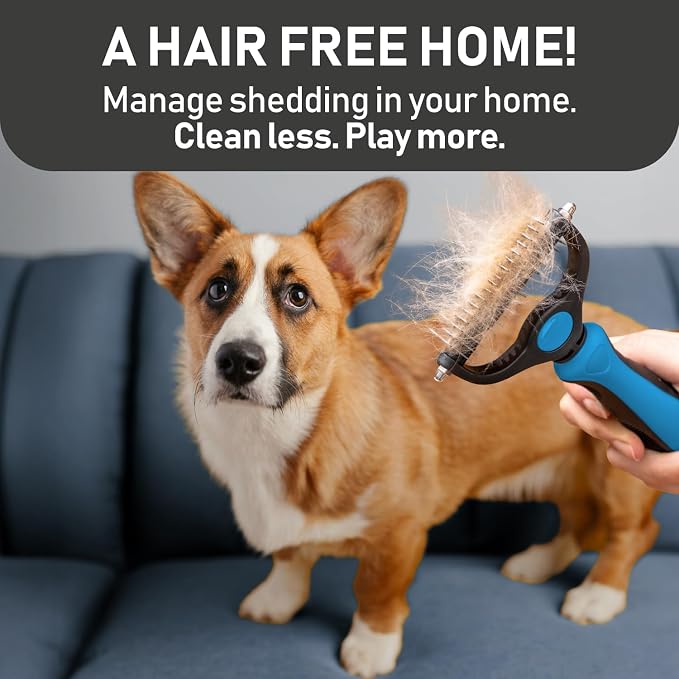Maxpower Planet Pet Grooming Brush and 2X Grooming Gloves Combo - Double Sided Dematting, Deshedding Undercoat Rake for Dogs and Cats - Reduce Shedding Easily - Blue | Cat & Dual-Sided Rake, Dematting, Adjustable Fit, Machine Washable, Dog Brush for sh...