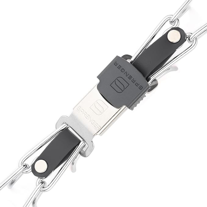 Herm Sprenger Chrome Plated Steel Dog Collar with Quick Release ClicLock Buckle and Biothane Insert Training Collar for Dogs Made in Germany (Black, 23in x 3.2mm(Neck Size up to19-20in))