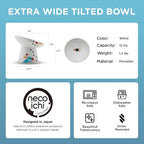 Necoichi Ceramic Raised Cat Food Bowl, 15° Tilted (Fuji, Extra Wide Tilted)