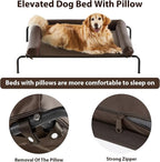 Cooling Elevated Dog Bed for Large Dogs – Waterproof Raised Dog Cot with Slope Headrest, Breathable Teslin Mesh, Durable & Portable Pet Bed for Indoor and Outdoor Use, Brown