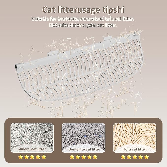 (Large Diameter Cat Litter Filter Replacement Part for 65L+9L Self Cleaning Litter Box, Grey Cat Litter Strainer Accessory [Only Compatible with Orders Purchased After December 23, 2025]
