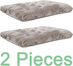 POMIU 2-Pack Washable Dog Bed, Deluxe Plush Crate Beds with Anti-Slip, Machine Washable Kennel Pad Sleeping Mat for Large, Medium and Small Dogs (2 Pack x Grey, 35.0" L x 23.0" W x 3.0" Th)