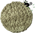 Cat Kneading Mat, Handmade Round Cushion Bed Pad Kittens (Green,XL) | Plush breathable surface, tree platform, crate insert, sofa layer, floor blanket, comfort zone, restful nap station Washable