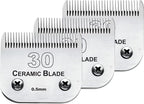 #30 Blade Dog Grooming Replacement Blades Compatible with Andis/Wahl/Oster | Dog Clippers,Detachable Ceramic Blade & Stainless Steel Blade,Size-30, 1/50-Inch Cut Length (64260),3Pack