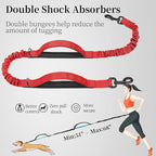 iYoShop Hands Free Dog Leash with Zipper Pouch, Dual Padded Handles and Durable Bungee for Walking, Jogging and Running Your Dog (Large, 25-120 lbs, Red)