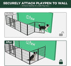 FXW Rollick Dog Playpen with Fence-to-Wall Anchors, 32" H, 8 Panels | Heavy-Duty & Easy setup Play Area, Flexible Boundaries, Indoor & Yard, For Small & Medium Dogs, Patented