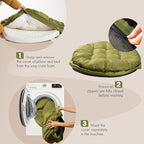 ClevaHome Orthopedic Dog Bed for Large Dogs, 36 inches Dual Layer Water Repellent Round Pet Bed with Washable Cover Nonslip Bottom (Olive Branch)