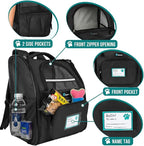 PetAmi Dog Backpack Carrier for Small Medium Dogs Large Cats up to 18 lbs, 2 Side Entry, Structured No-Collapse Frame, Airline Approved Ventilated Pet Backpack for Hiking Camping Travel Vet, Black