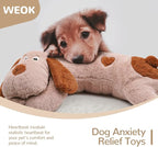 WEOK Puppy Heartbeat Toy, Dog Heartbeat Toy for Separation Anxiety Relief, Puppy Toy with Heartbeat Stuffed Animal Anxiety Calming Behavioral Aid Plush Toy for Dogs Cats Pets (Brown +)