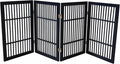 Urnporium Pet Dog Gate Freestanding, Strong Durable Folding Wooden Fence, Portable Acacia Hardwood Safety Barrier for Indoor & Outdoor Use (Black Pet Gate, 4 Panel 30" Tall)