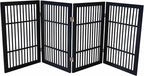 Urnporium Pet Dog Gate Freestanding, Strong Durable Folding Wooden Fence, Portable Acacia Hardwood Safety Barrier for Indoor & Outdoor Use (Black Pet Gate, 4 Panel 30" Tall)