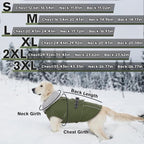 Lelepet Dog Coats for Large Dogs Waterproof Dog Jacket with Adjustable Fit | Windproof Cold Weather Coats with Adjustable Buckle & Leash Hole Reflective Winter Jackets for Large Dogs, Army Green, L