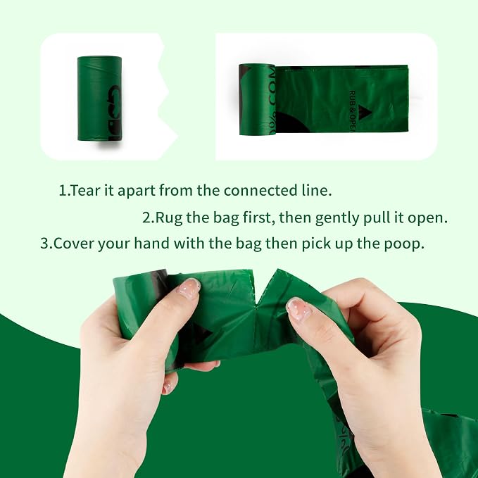 Certified 100% Home Compostable Poop Bags for Dogs, 120 Count Guaranteed Leak Proof and 18 Microns Extra Thick Waste Bag, 8 Rolls of Plant Based Doggie Poop Bag, No Scented with ASTM D6400 & EN13432