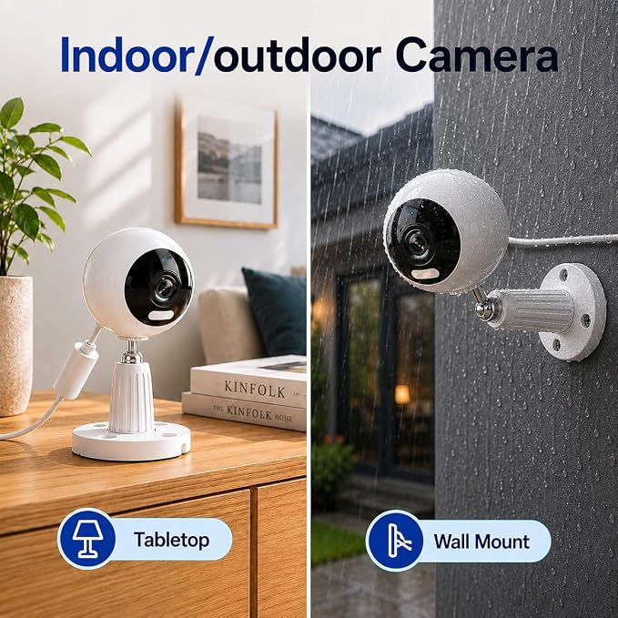 3MP Cameras for Home Security-Outdoor/Indoor, 5G/2.4G WiFi | Indoor Camera for Baby Monitor/Dog/Cat/Pet/Elderly, Color Night Vision, 24/7 SD Recordings/Cloud, Plug-in