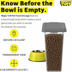 Mighty Tuff 8 lb Pet Food Storage Container with Airtight Lid, Clear | Secure lid clasp helps keep dog and cat food fresh while the clear container simplifies pantry organization.