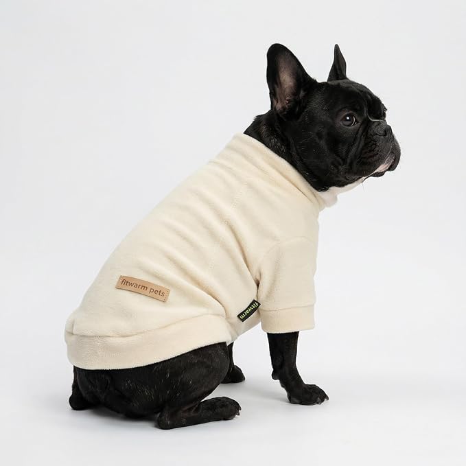 Fitwarm 3 Pack Classic Fleece Dog Sweater, Winter Clothes for Small Dogs Boy Girl, Turtleneck Dog Sweatshirt, Pet Pullover Jumper, Cat Apparel, Black, Olive Green, Cream, XL