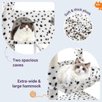 Allewie 81 Inches Tall Cat Tree/Multi-Level Large Climbing Tree House and Towers for Big Feline/Condo and Hammock/Scratching Post/Wide Base/White & Black Spot