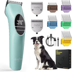 AngFan Professional Dog Clippers for Thick Coats Grooming Kit | Heavy Duty High Power,5-Speed 7200RPM,Cordless,Durable Metal Guide Combs,4.5H Long Runtime