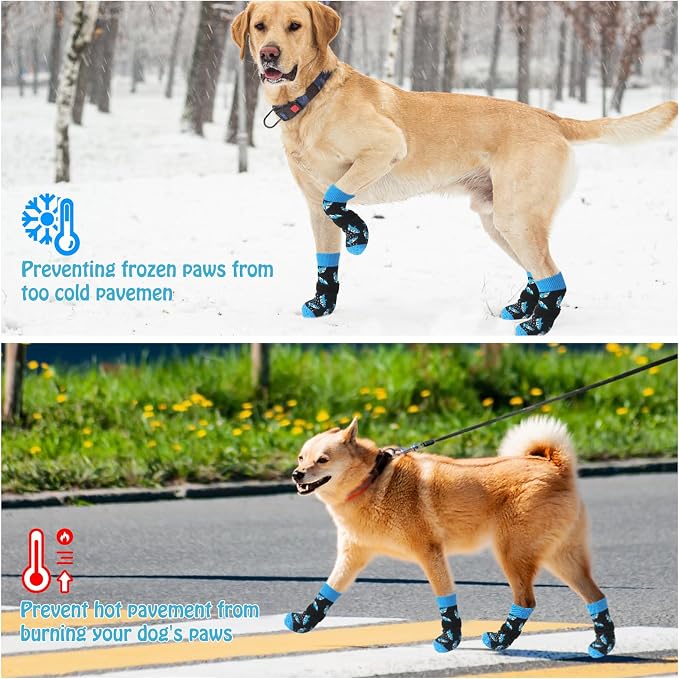 SCENEREAL Anti Slip Dog Socks to Prevent Licking Paws for Hardwood Floors | Double Sides Dog Shoes Boots & Paw Protectors for Hot/Cold Pavement, Dog Grippy Booties for Small Medium Large Senior Dogs