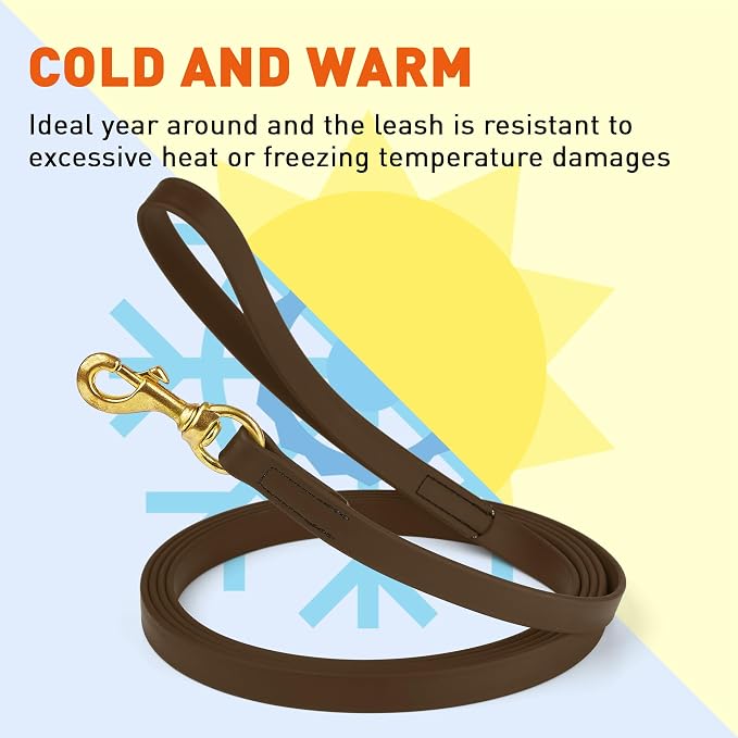 Viper Biothane K9 Working Dog Leash Waterproof Lead for Tracking Training Schutzhund Odor-Proof Long Line with Solid Brass Snap for Puppy Medium and Large Dogs, 10ft Dark Chocolate Brown