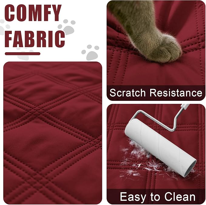 Smiry Waterproof Dog Bed Cover, Reversible Pet Blanket for Sofa Couch | Soft Washable Dog Blanket, Leakproof Couch Cover for Dogs Cats & Furniture Protection, 40x80, Wine Red/Beige