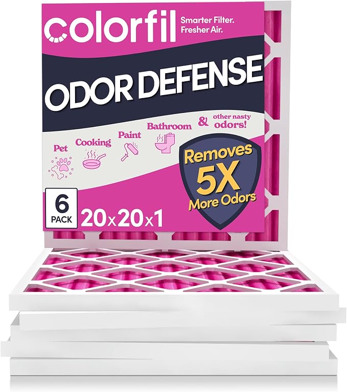 20x20x1 Air Filter (6-Pack) | Made in the USA | Color Changing | Remove Cat and Dog Odor | MERV 8 for Pet Hair Dander and Dust | 19.5"x19.5"x0.75" Exact Size