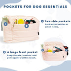 Lightweight Dog Purse Carrier for Small Dogs Under 15 lbs, Puffy Quilted Pet Carrier Tote for Puppies with Safety Leash Clip, Women's Hands-Free Dog Carrier Bag for Travel/Shopping (Pink)