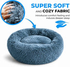 Whiskers & Friends Cat Beds for Indoor Cats, Fluffy Cat Bed Small to Large | Orthopedic Soft Plush Calming Donut Bed, Washable Round Pet Bed, Sized for Kitten to Large Cats & Puppy to Small Dogs