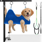 Adjustable Foldable Dog Grooming Arm with Clamp, 26–40 in Height, Safety Hammock & No-Sit Holders, Grooming Restraint for Small & Medium Dogs