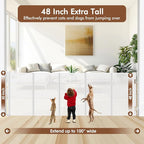 Reinforced 48" Extra Tall X 100" Extra Long Baby Gates for Wide Openings Retractable Baby Gates Extra Wide Dog Gates Indoor Mesh Gates for Dogs Tall Pet Gates for Doorways Mesh Cat Gate, White