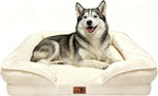 Spotted Play Orthopedic Dog Bed with Sides - Sofa Beds for Large Dogs, Supportive Foam Pet Couch Bed with Washable Removable Cover, Waterproof Lining and Non-Slip Bottom, Ivory - L-Plus