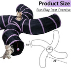 EGETOTA Cat Tunnel for Indoor Cats Large, with Play Ball S-Shape 4 Way Collapsible Interactive Peek Hole Pet Tube Toys, Puppy, Kitty, Kitten, Rabbit (S4 - Black & Pink)