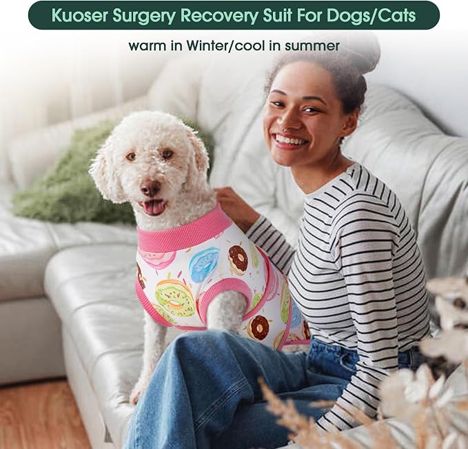 Kuoser Dog Recovery Suit After Surgery, Spay Neuter Surgical Suit for Dogs | Post Surgery Anti-Licking Dog Onesie Protects Wounds and Incisions, E-Collar & Cone Alternative Bodysuit for Female Male Dogs