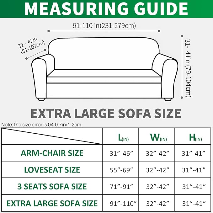 MAXIJIN Stretch Extra Large Couch Cover Sofa Covers (91"-110" Oversized Sofa Slipcovers with Non-Slip Foam & Elastic Strap, Dog Cat Pet Friendly Furniture Protector (X-Large, Light Gray)