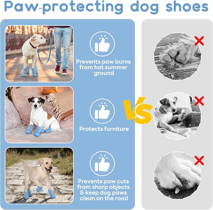 Allroaring Anti Slip Dog Boots for Summer Breathable Paw Protector,Blue 1# | Anti-Slip Sole, Daily Jogging, Dirt Resistance, Traction Grip, Breathable Mesh Fabric, Hook and Loop Fasteners, 4PCS Set