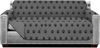 Sofa Shield® Couch Slip Covers for Dogs, Reversible Furniture Protector with Strap, Stain and Tear Resistant Cushion Cover, 70 inch Seat, Machine Washable Slipcover Pets, Cats, Paw Gray Black
