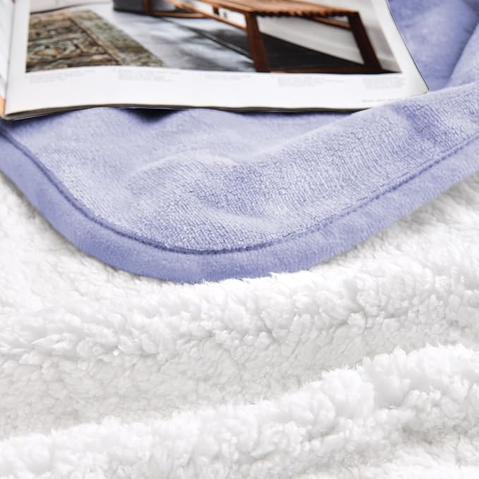 Soft Waterproof Blanket for Bed Couch Sofa, Lilac, 60x80 inches | Liquid Pee Proof Pet Blanket for Dog Puppy Cat, Reversible Sherpa Fleece Blanket for Couch Cover, Furniture Protector