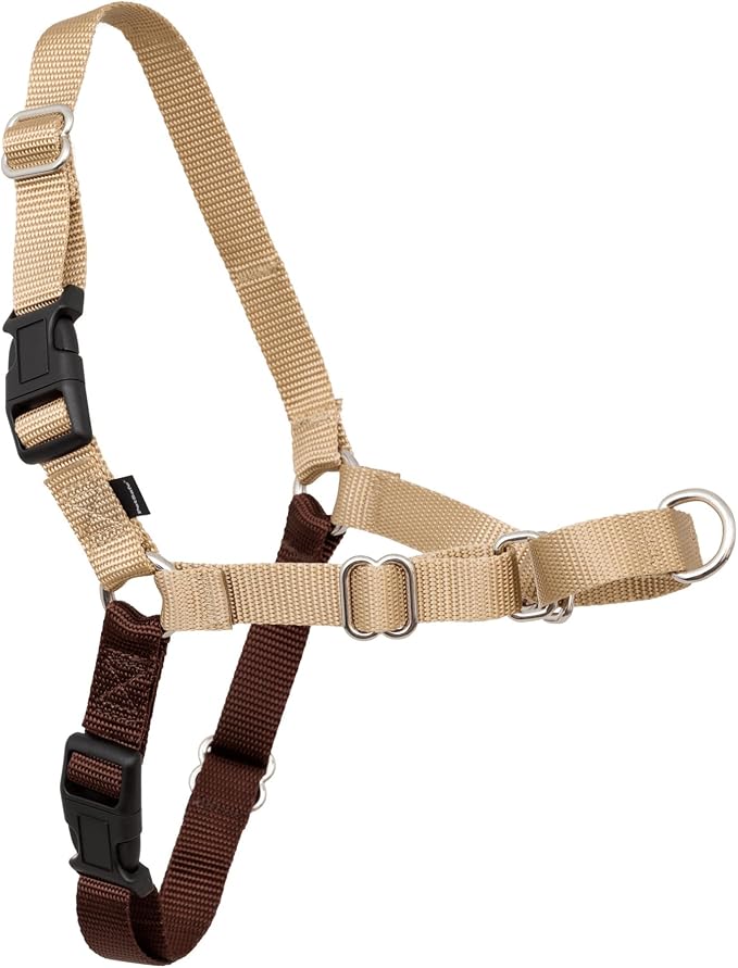 PetSafe Easy Walk Harness for Dogs - Pull-Free Walks - Patented Martingale Loop Design - Front Chest Leash Attachment - Comfort Straps - Breathable Harness Design - Small, Fawn/Brown