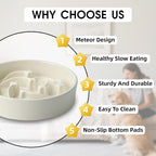 Ceramic Slow Feeder Dog Bowls Large Breed, 2 Cups, 8.3 Inch Beige | 2 cups raised maze bowl slows fast eating for medium and large dogs; heavy ceramic, non-slip and dishwasher safe.