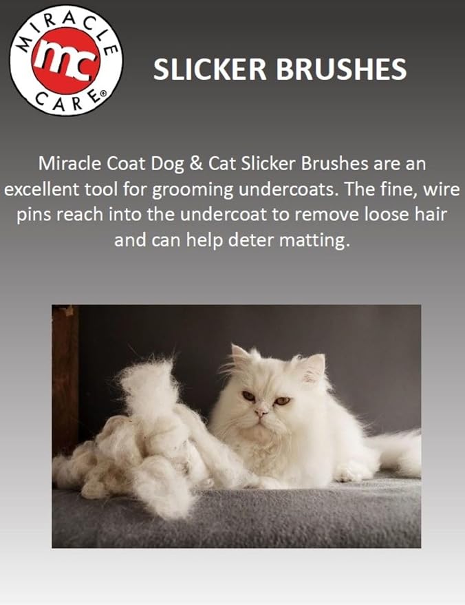 Miracle Care Small Slicker Brush for Cats | Grooming Brush Removes Loose Undercoat, Reduce Shedding and Matting, Flexible Pins Protect Skin, Ergonomic & Cushioned Handle