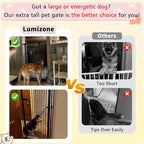 Lumizone Extra Tall Cat Gate 61.02" High 63.39"-67.71" Wide Pet Gate Black | Dog Gate for Doorway Hallway Stairs Pressure Mounted Extra Wide 1.37" Gap No Drilling Auto-Close One-Handed Operation