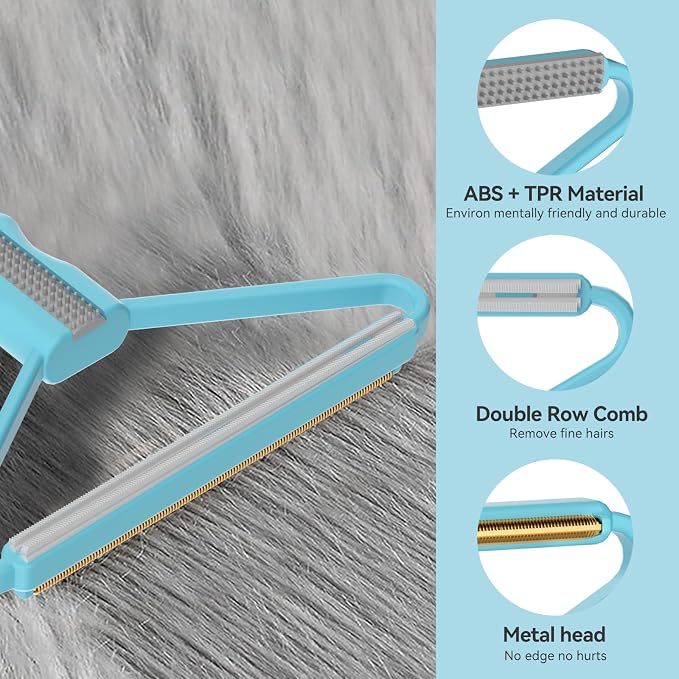 Pet Hair Remover, Dog Cat Carpet Rake, Lint Remover Shaver for Sofas 3-Pack | Wool Hand Pet Hair Removal Tool, Cleans Carpets Car Cushions Pet Beds Furniture, Works on All Fabric & Rug