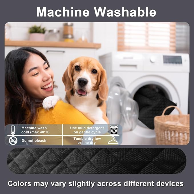 Dog Car Seat Cover for Back Seat, Waterproof and Non-Slip, Heavy-Duty Pet Seat Protector with Full Protection for Rear Bench on Cars SUVs Small Trucks (Black, Standard Back)