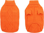Queenmore Small Dog Pullover Sweater, Cold Weather Cable Knitwear, Classic Turtleneck Thick Warm Clothes for Chihuahua, Bulldog, Dachshund, Pug (Orange, Large)