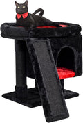 SYANDLVY Gothic Cat Tree with Coffin Bed for Indoor Cats, Cat Tower with Scratching Post, Modern Activity House for Large Cats, Condo with Board, Kittens Cave