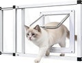 Full Glass Cat Door for Window,22"-28.5" Adjustable Width,1-Min Install | 4 Locking Modes,Aluminum Frame,HD Glass,Magnetic Closure,Weatherproof Sliding Pet Door Window Insert for Cats