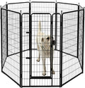 Amazon Basics Dog Playpen, 8 Panels Metal Fence with Door, Foldable for Indoor and Outdoor Use, Suitable for Small to Medium Sized Dogs, 48 Inch Height, Black