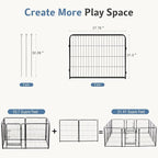 DUMOS Dog Playpen Indoor, Metal 32 Inch 2 Panels Foldable Pet Fence with Door, Outdoor Small Medium Large Dog Puppy Portable Exercise Play Pen for RV Camping, Trips, Play Yard