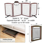 Dog Fence Indoor,Dog Gate Indoor for Doorway pet gate -4-Panel Freestanding, Hallways, House or Stairs -80x24-Inch Retractable Foldable Expandable Wood Pet by SFJC (Brown) ﻿