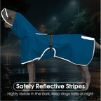 BRKURLEG Dog Raincoat, Waterproof Rain Jacket with Clear Hood for Small Medium and Large Dogs, Adjustable Reflective Pet Rain Coat Poncho with Leash Hole, Blue XL